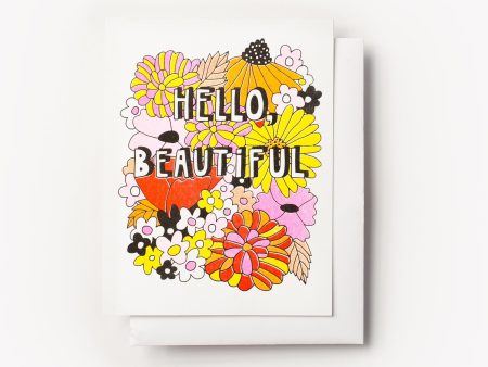 Yellow Owl Workshop - Hello Beautiful (Floral) Risograph Card For Discount