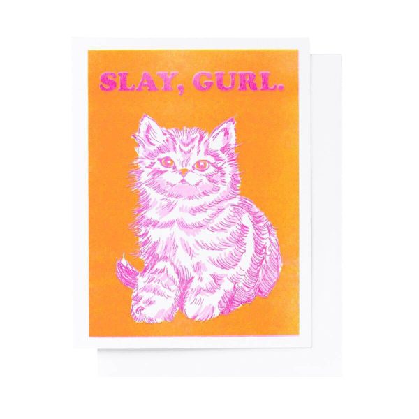 Yellow Owl Workshop - Slay Gurl Risograph Card Online Sale