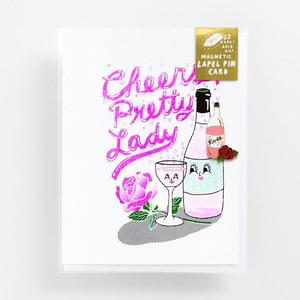 YOW - Magnetic Label Pin & Card - Cheers Pretty Lady Rose & Rosé Online