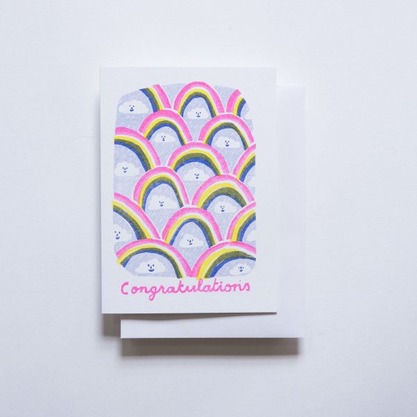 Yellow Owl Risograph Card - Congratulations Clouds Online now